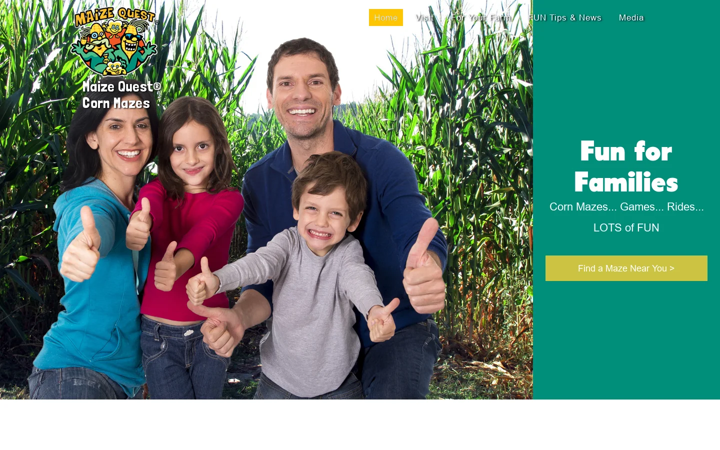Maize Quest Corn Mazes – The FUNNEST group of farmers in the world Homepage screenshot
