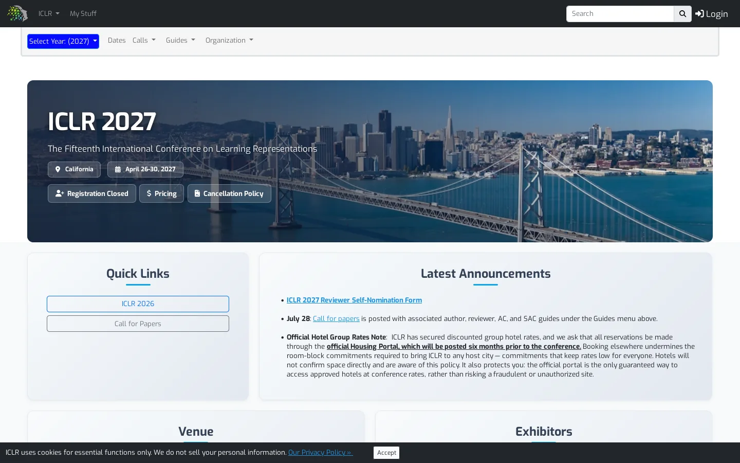 2027 Conference Homepage screenshot