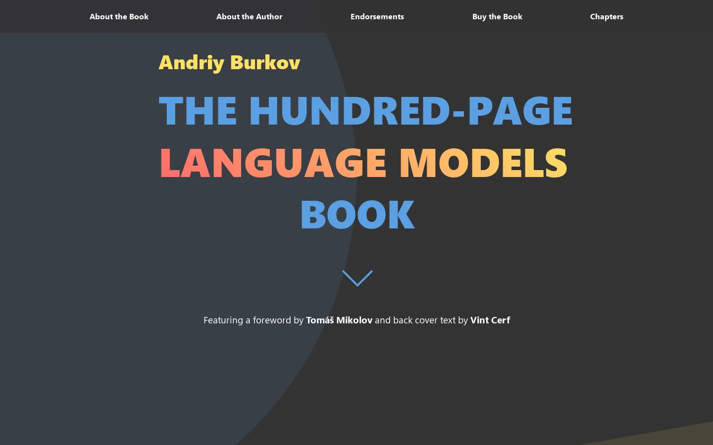 The Hundred-Page Language Models Book by Andriy Burkov Homepage screenshot