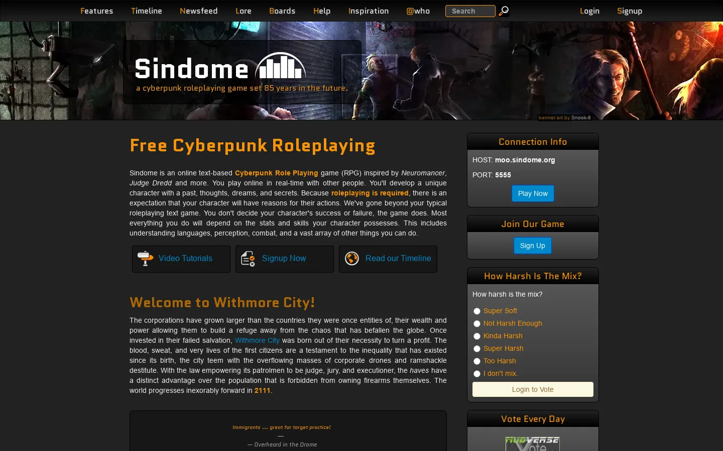 Sindome Homepage screenshot
