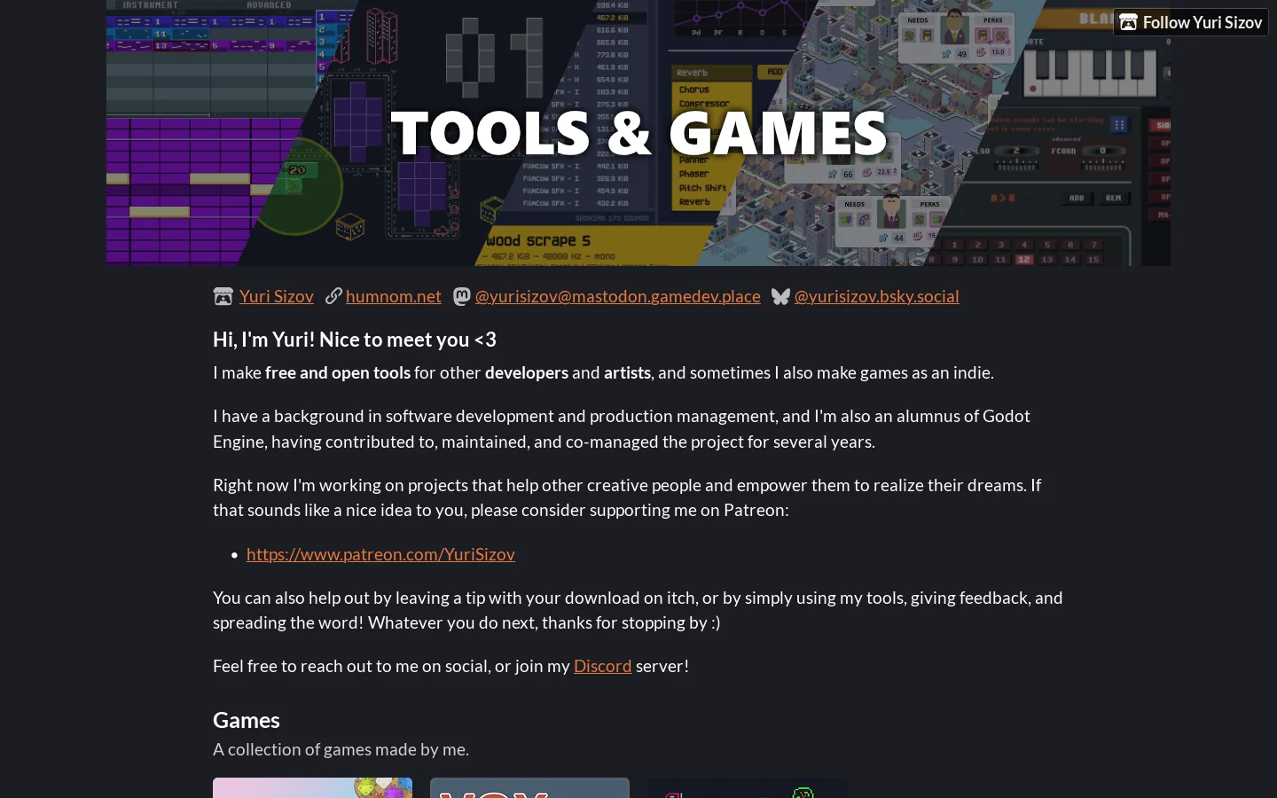 Yuri Sizov Homepage screenshot