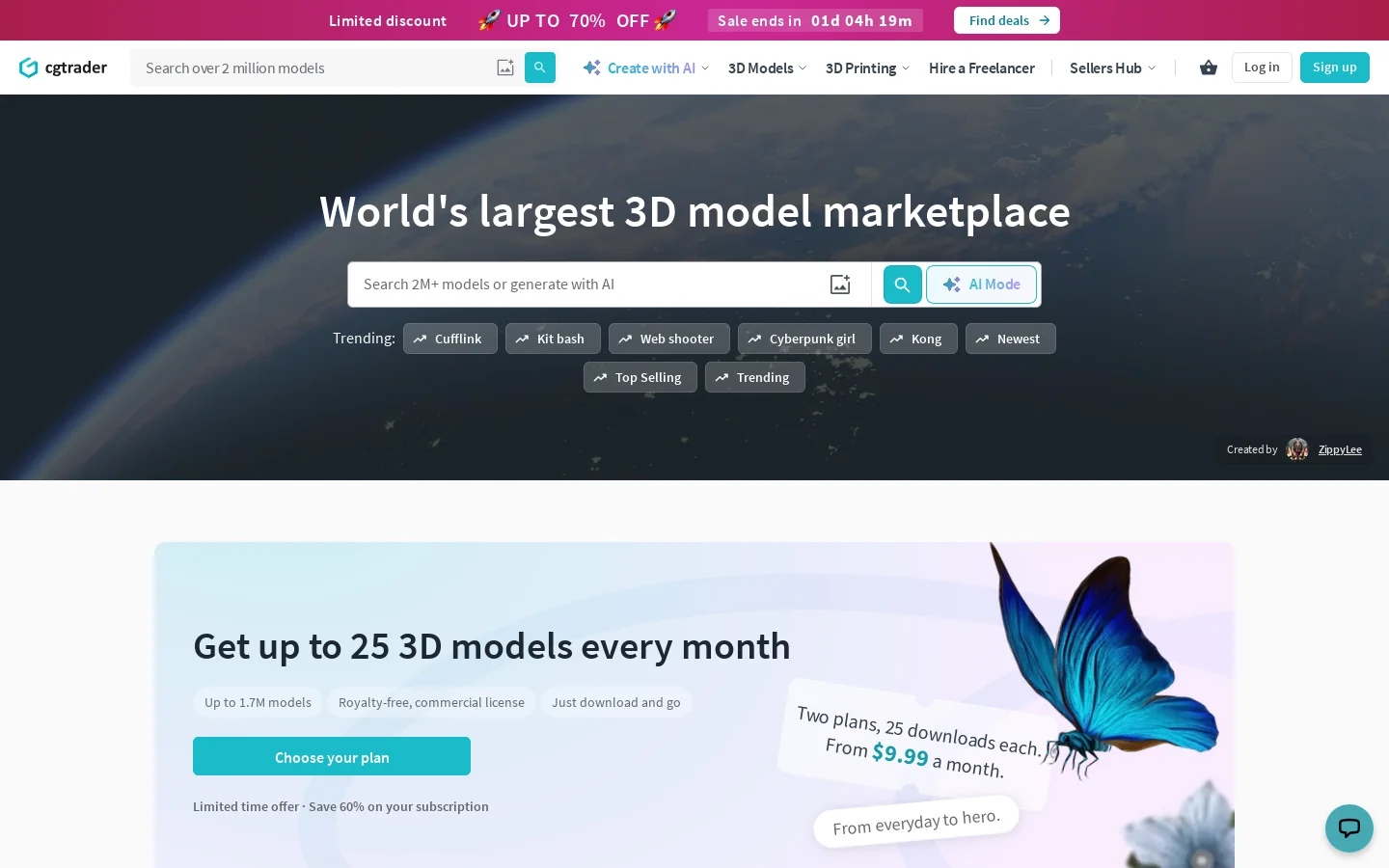 CGTrader Homepage screenshot