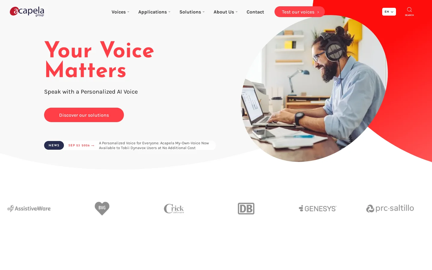 Acapela Group Homepage screenshot