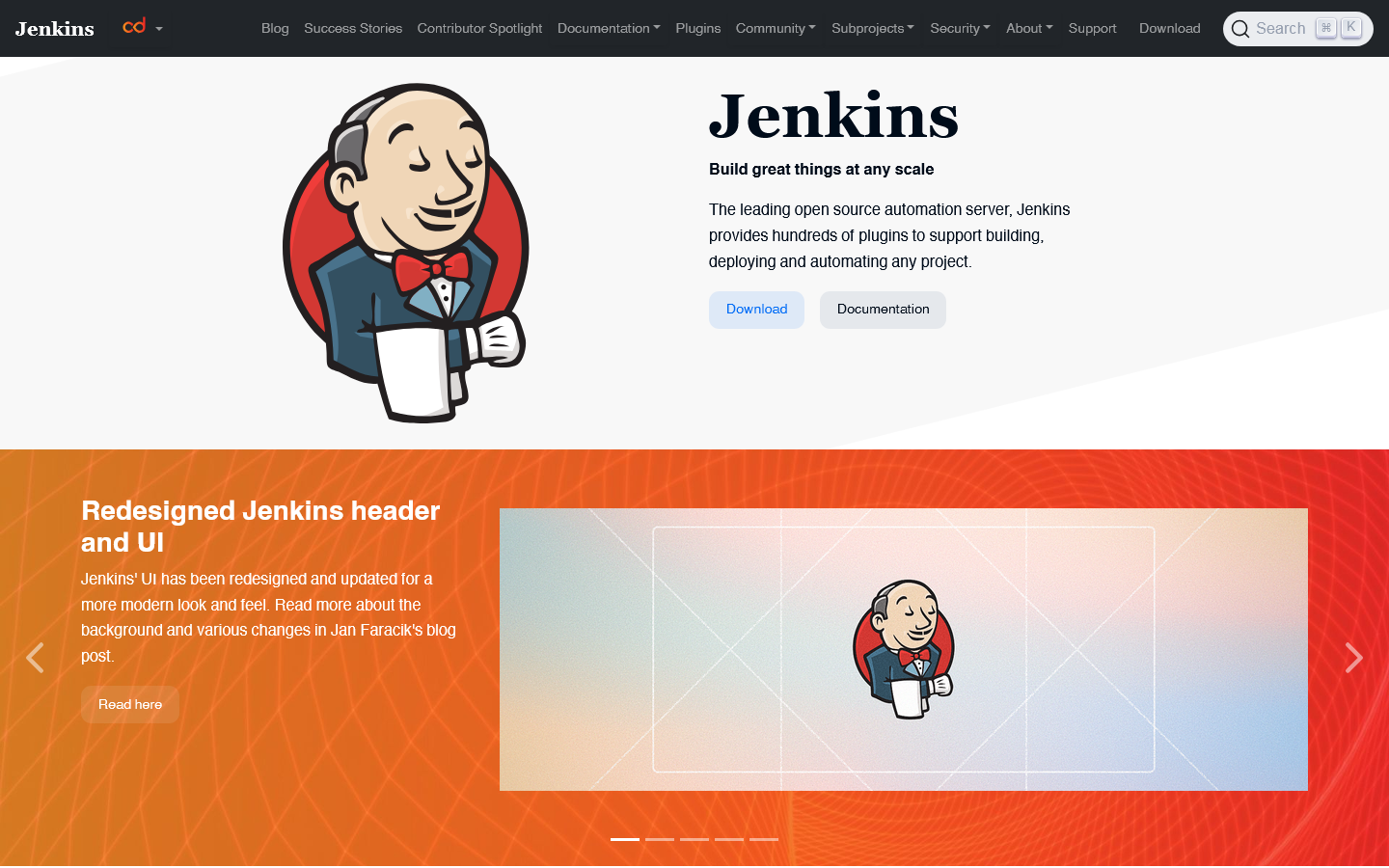 Jenkins Homepage screenshot