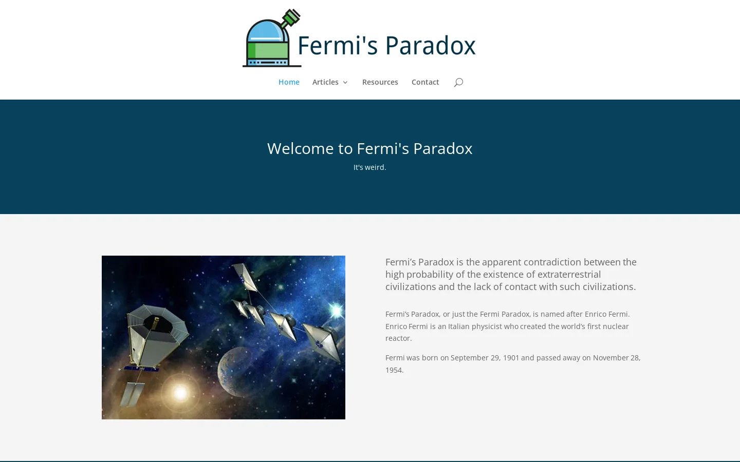 Fermi's Paradox Homepage screenshot
