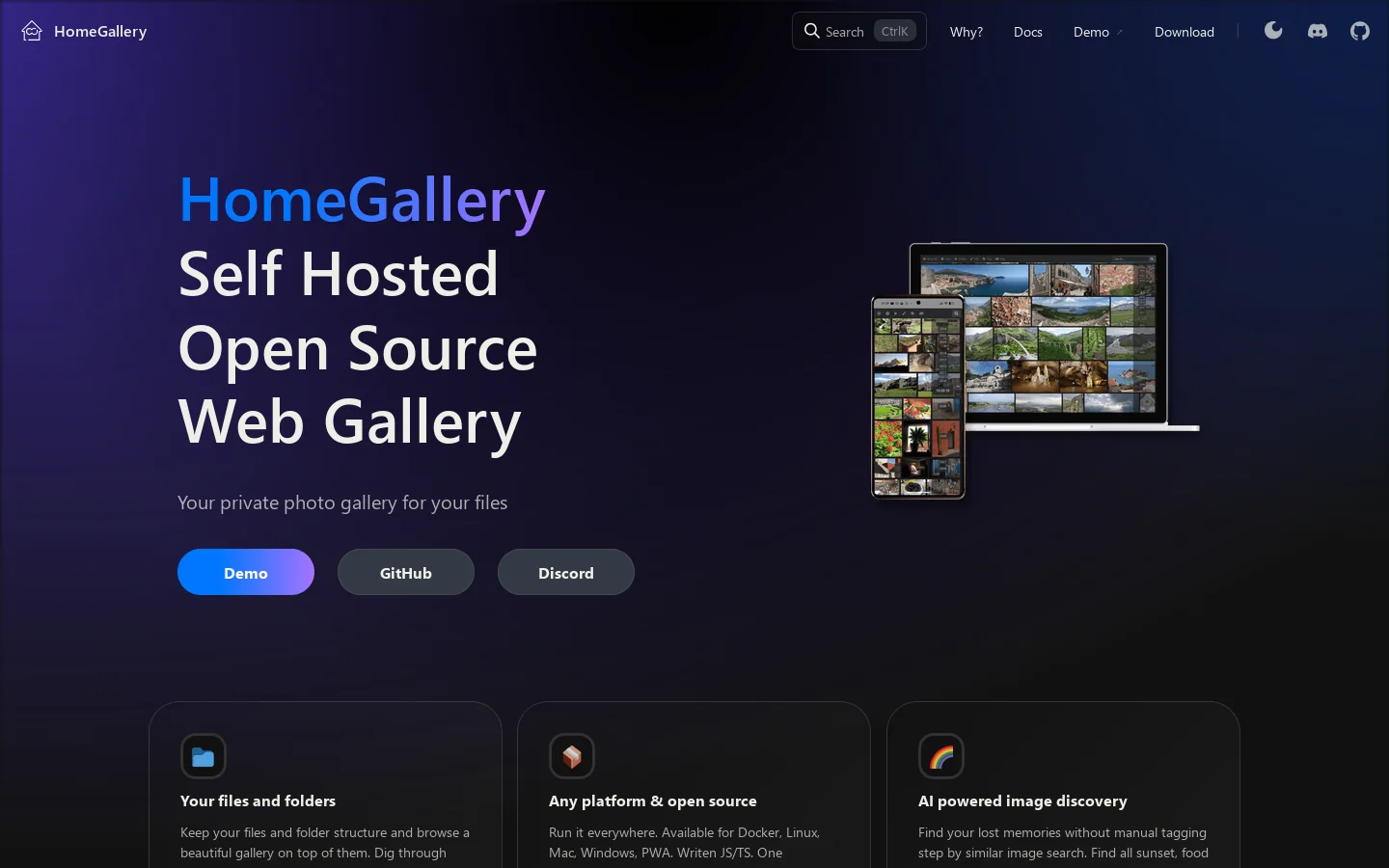 HomeGallery Documentation Homepage screenshot