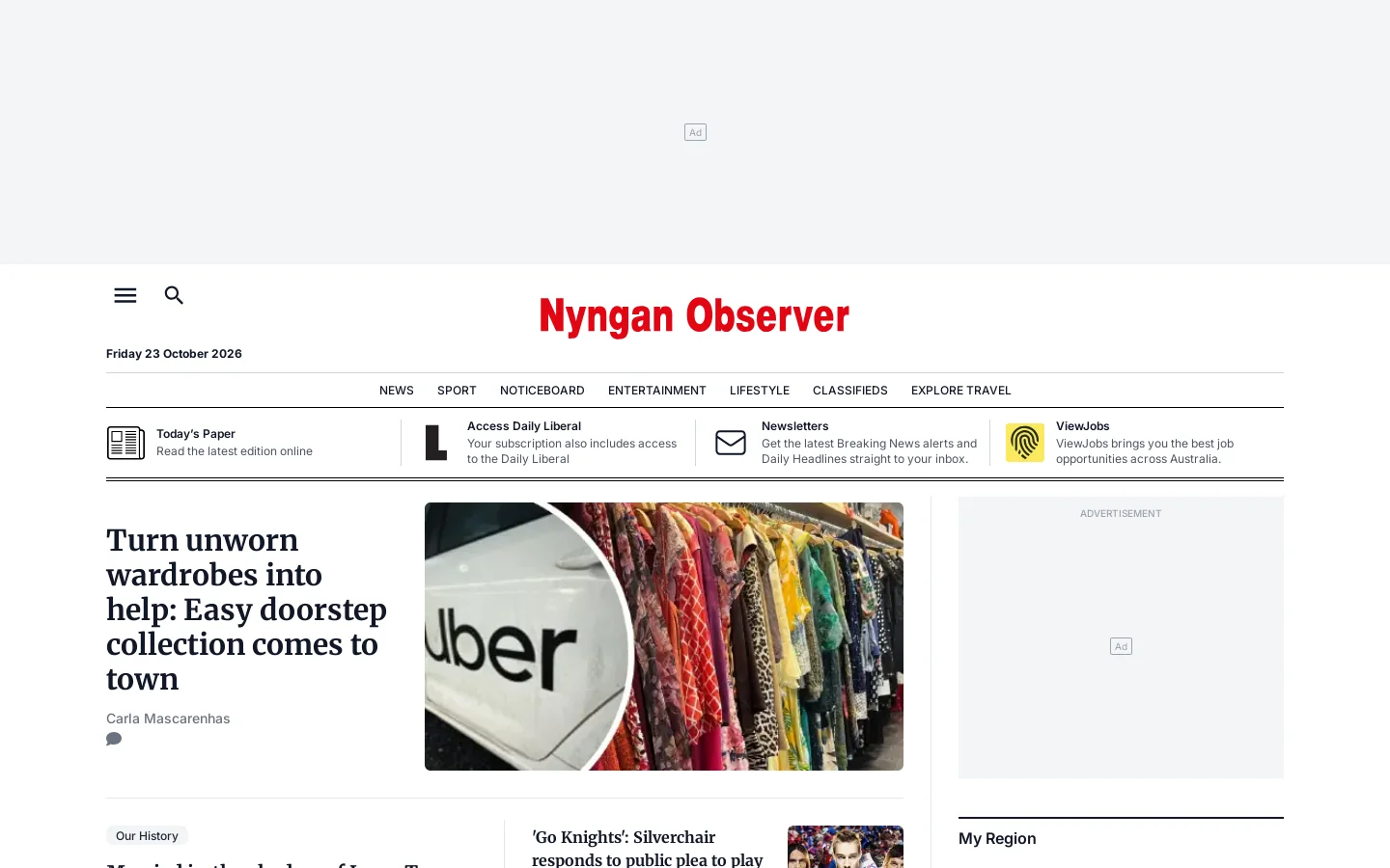 Nyngan Observer Homepage screenshot