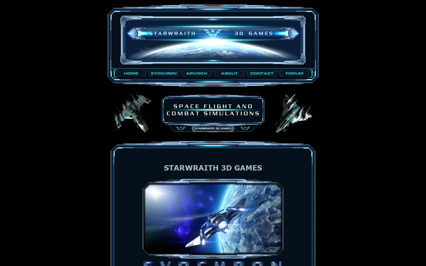 StarWraith 3D Games Homepage screenshot
