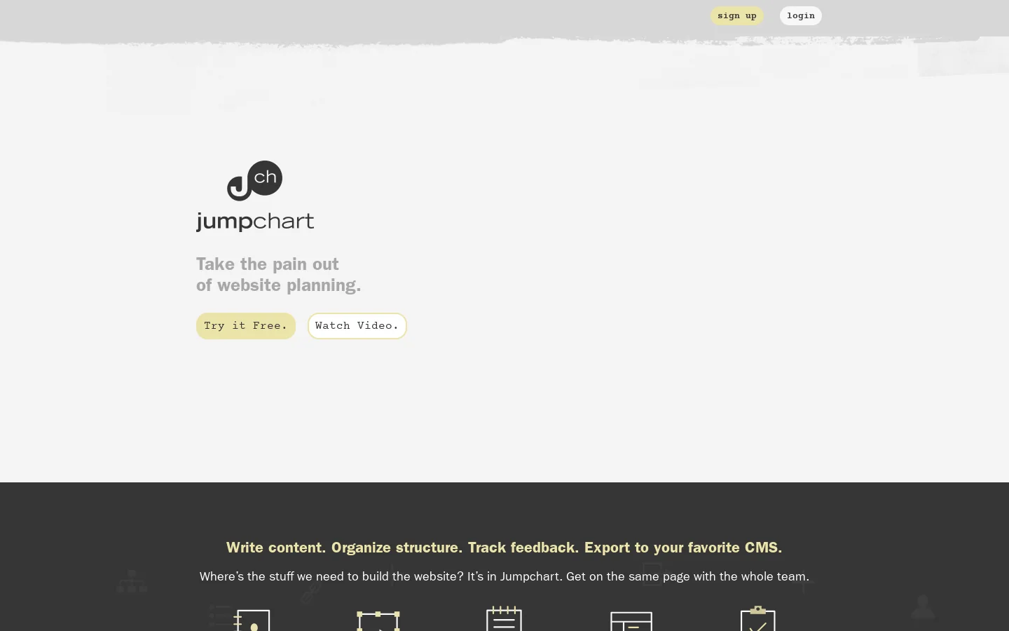 Website Planning and Organization Tool » Jumpchart Homepage screenshot