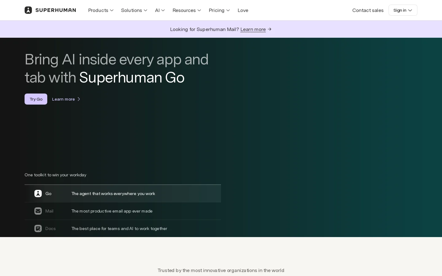 Superhuman Homepage screenshot
