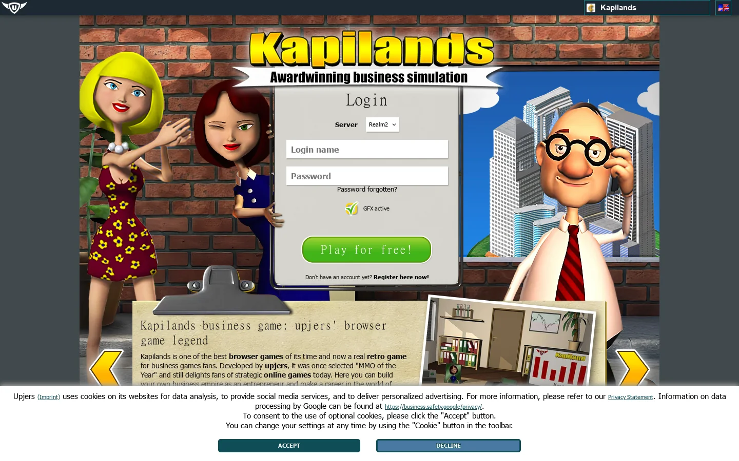 Kapilands Homepage screenshot