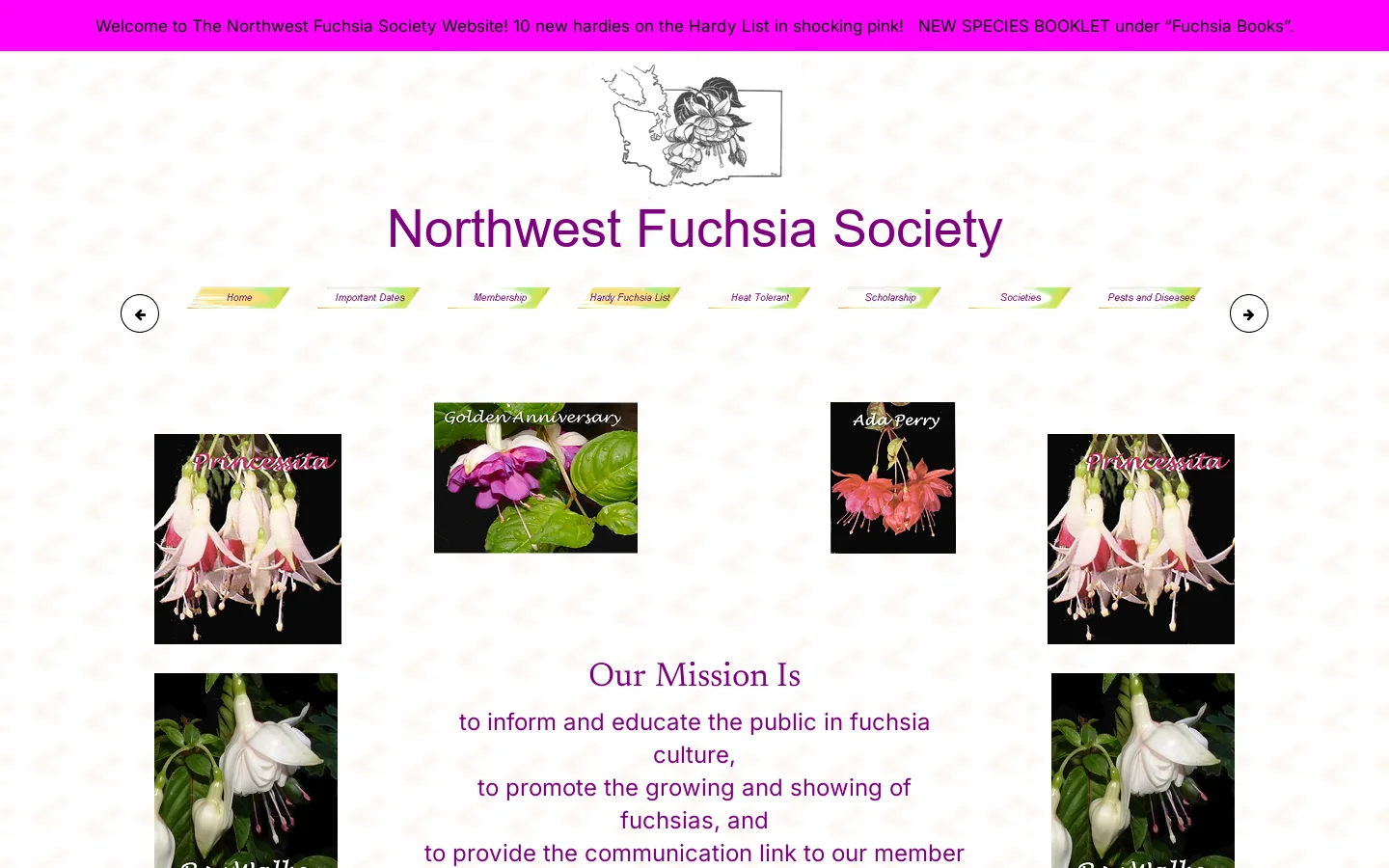 Northwest Fuchsia Society Homepage screenshot