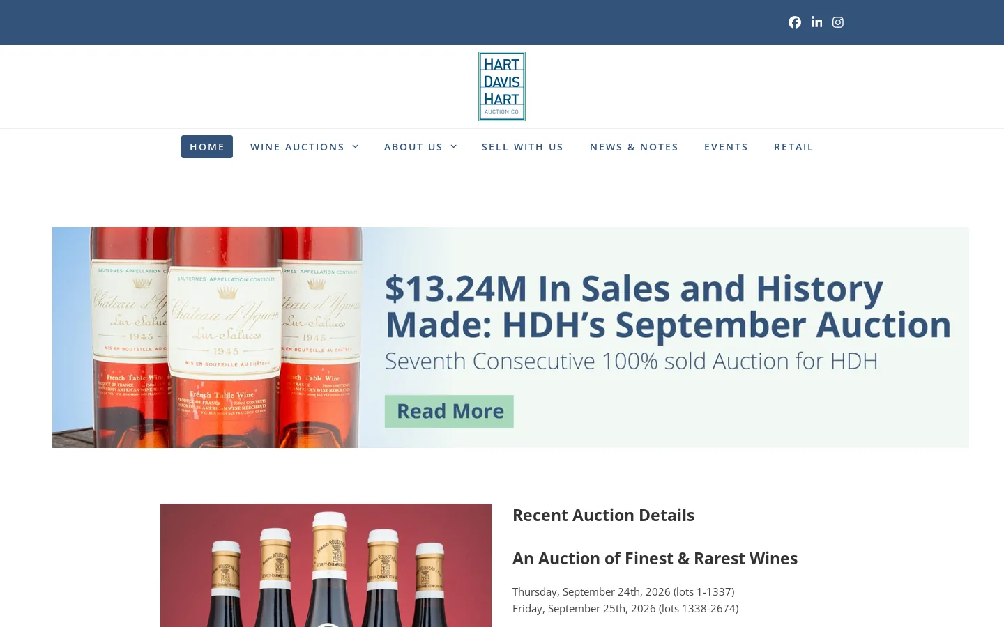 Hart Davis Hart Auction Co. Homepage screenshot