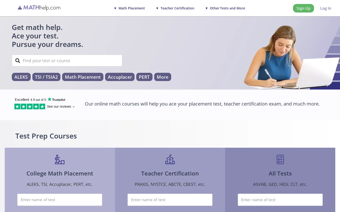 Math Help Online Homepage screenshot