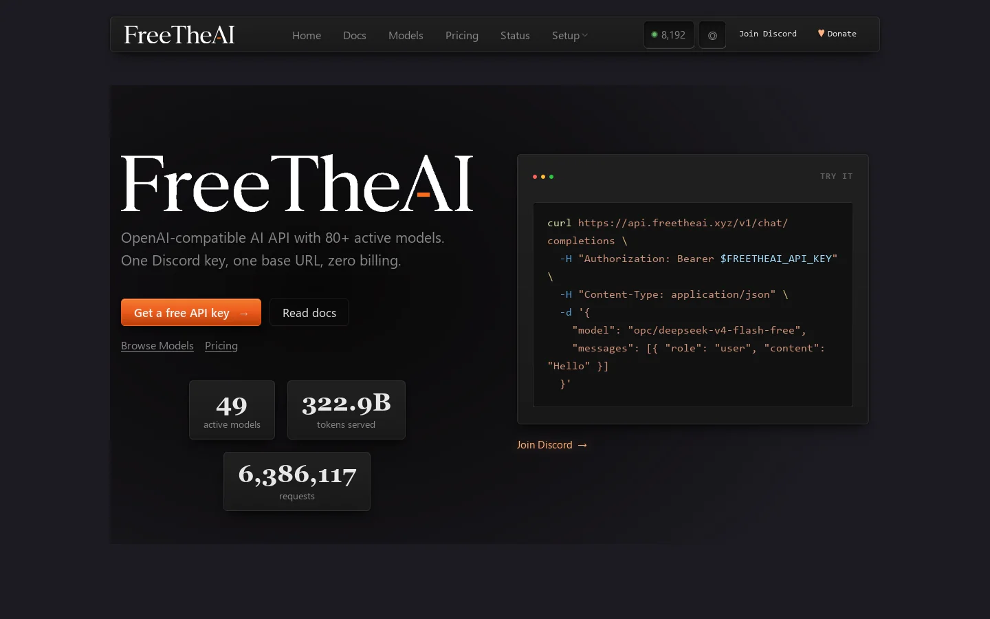 FreeTheAi Homepage screenshot