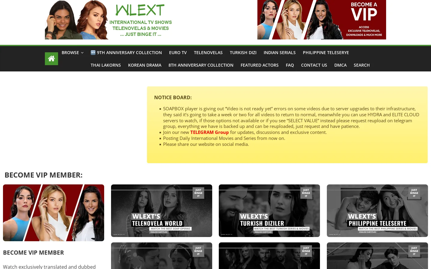 WLEXT's Just Binge It Homepage screenshot