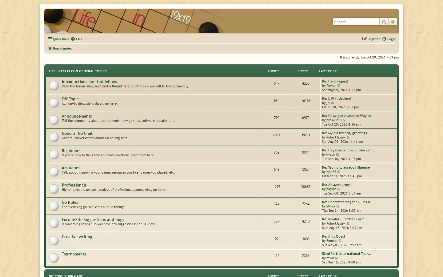 Life In 19x19 Homepage screenshot