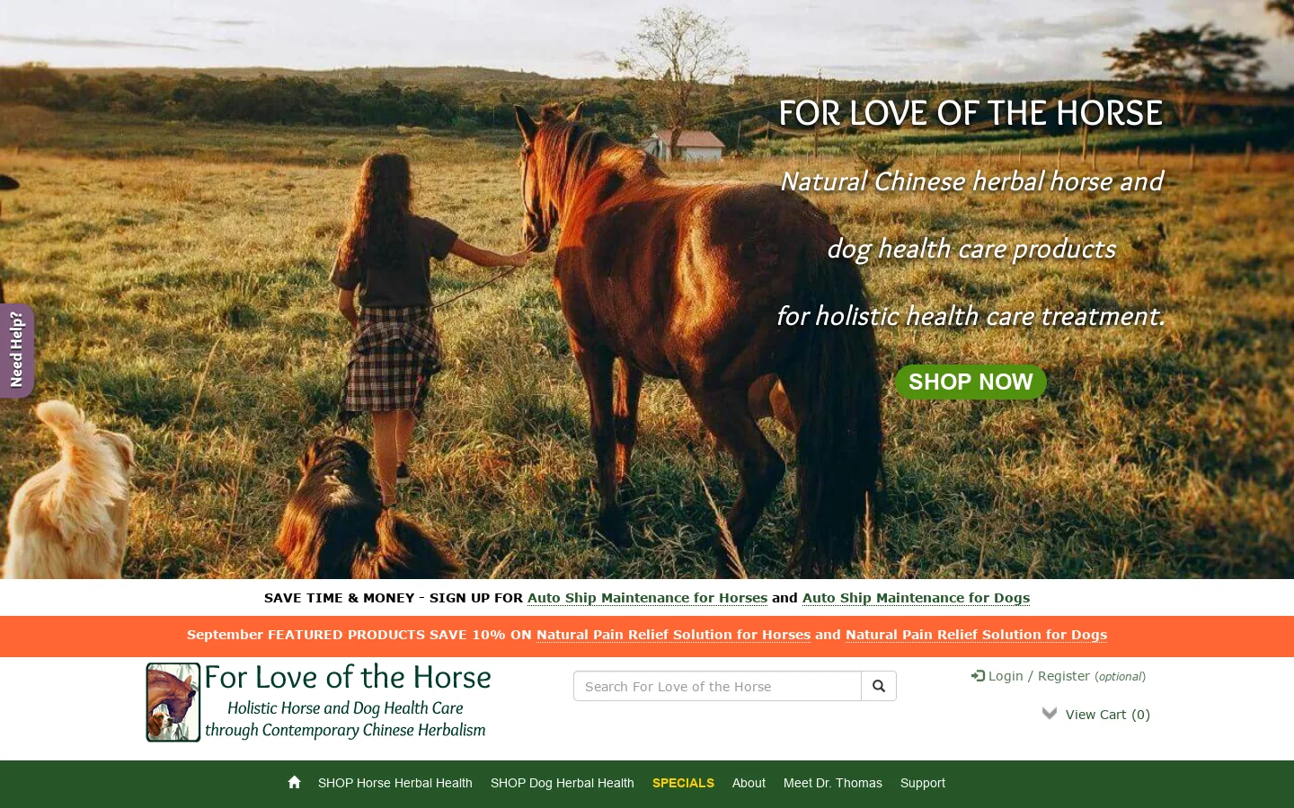 For Love of the Horse Homepage screenshot