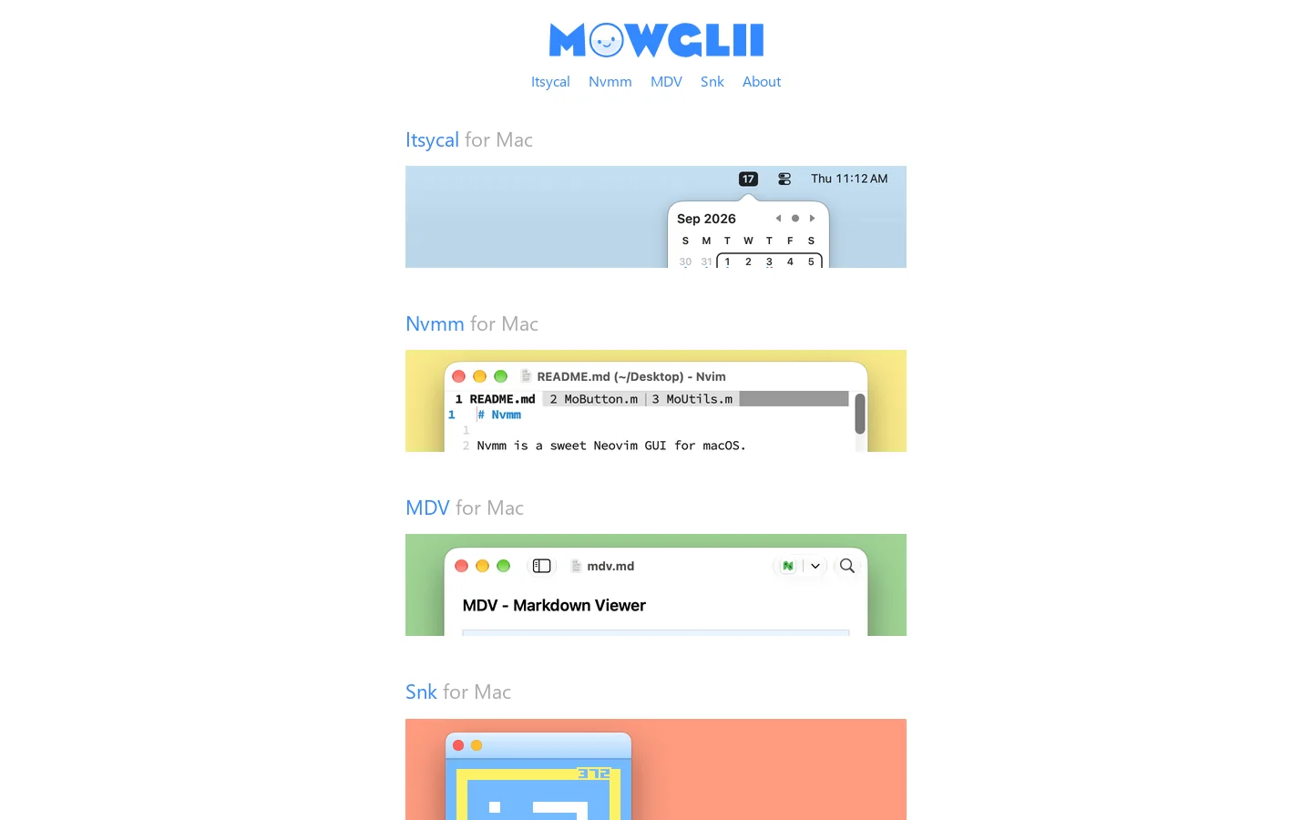 Mowglii Homepage screenshot