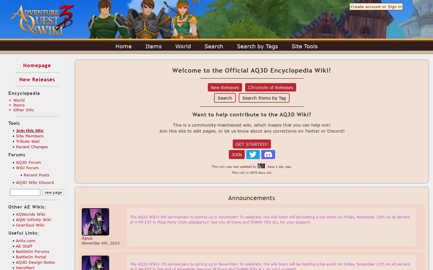 AQ3D Homepage screenshot