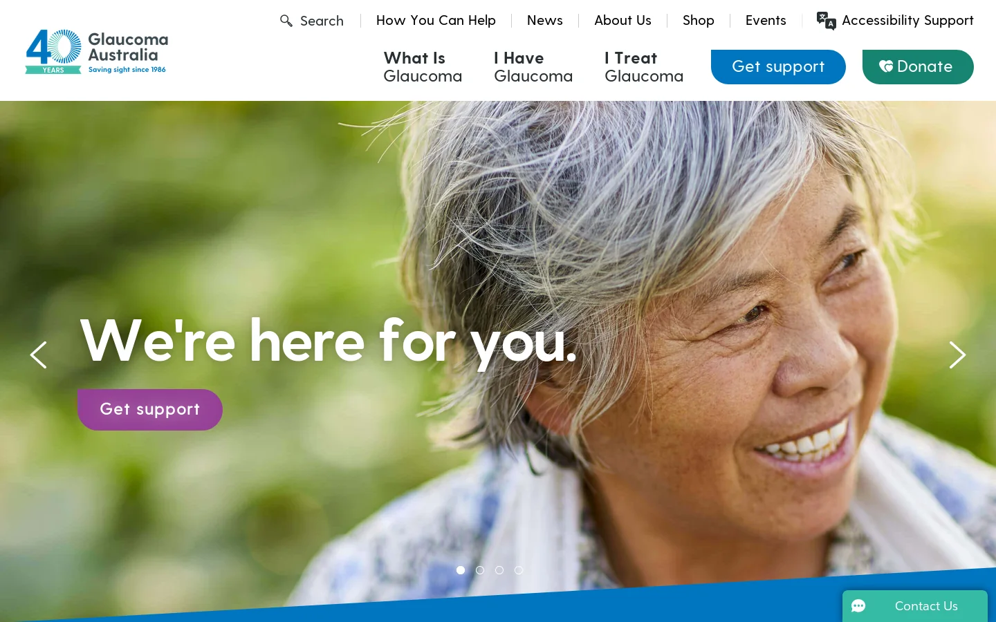 Glaucoma Australia Homepage screenshot