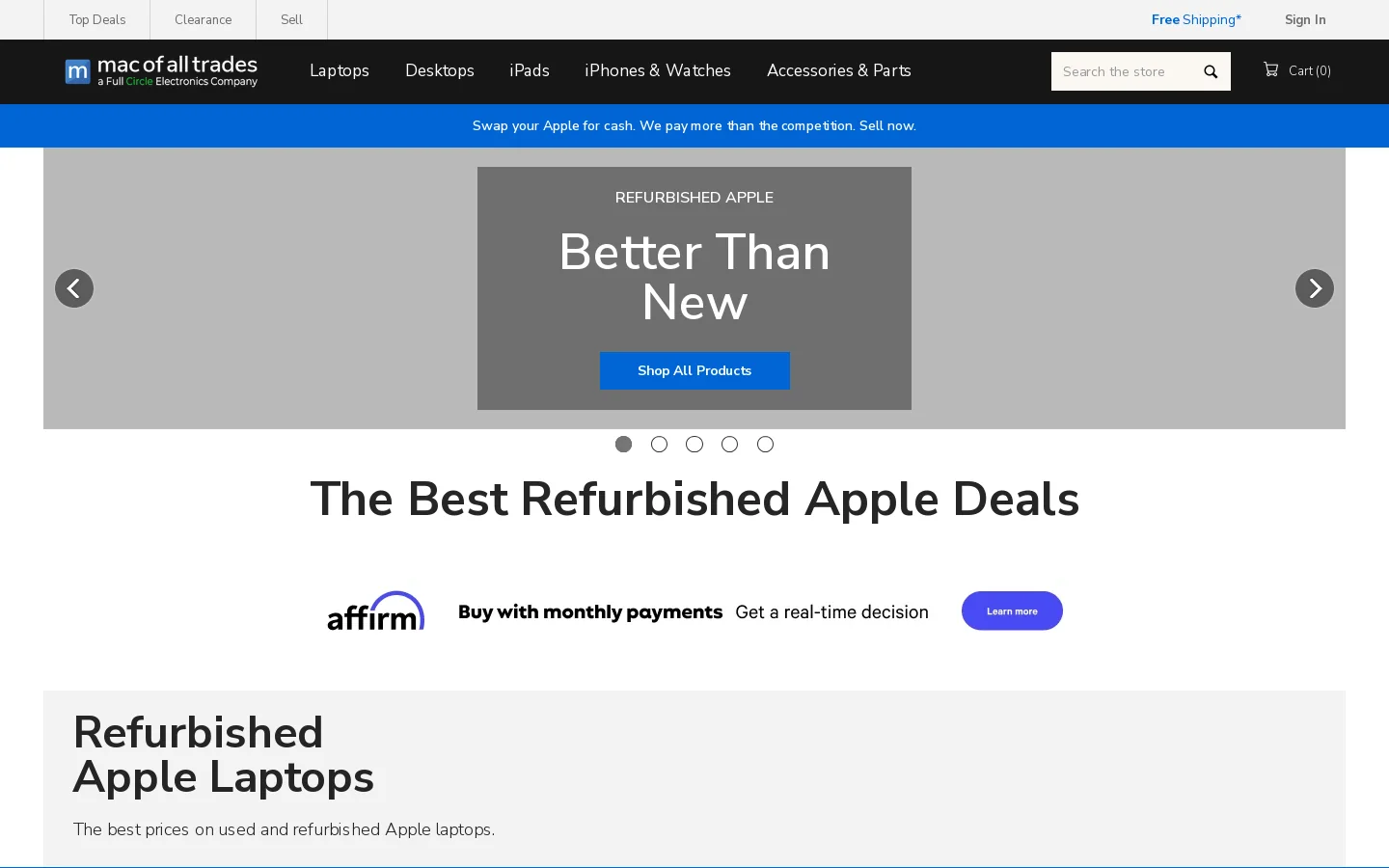 Used Macs - Buy Cheap Refurbished Apple Computers & Laptops Homepage screenshot