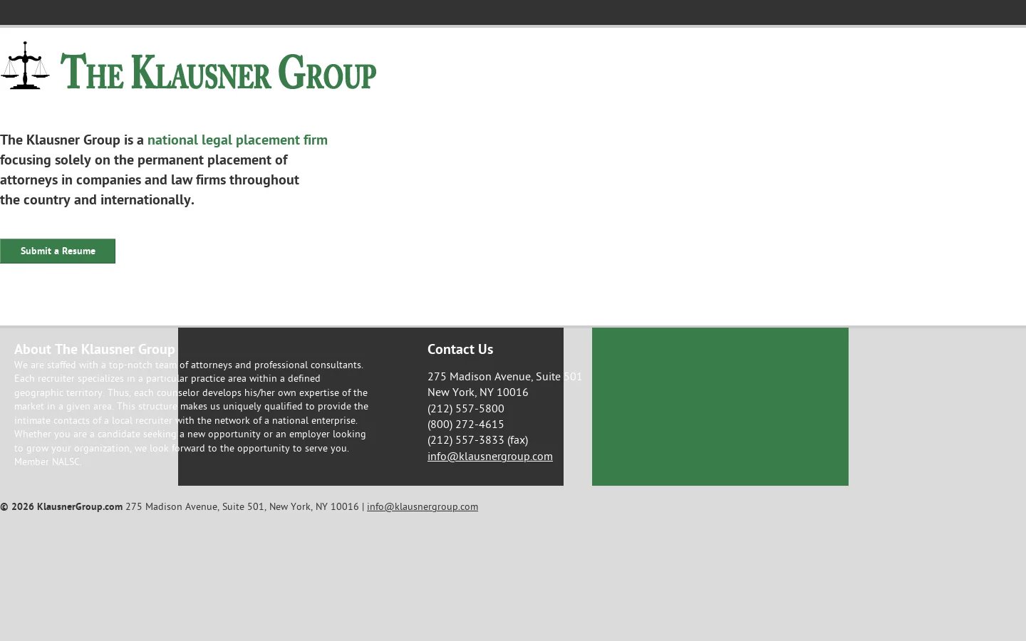 Klausner Group Homepage screenshot