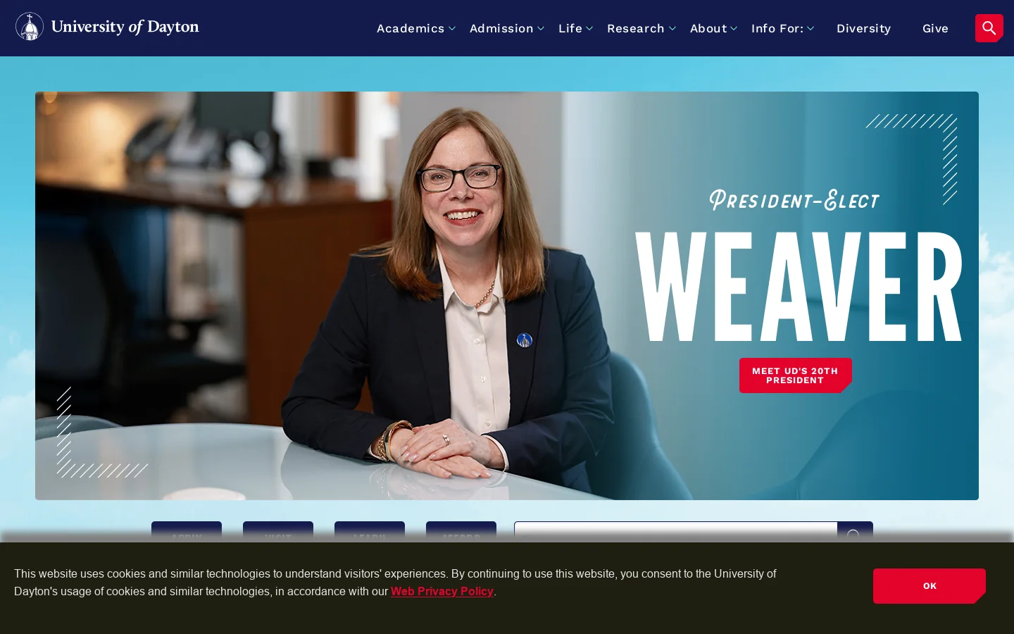 University of Dayton : University of Dayton, Ohio Homepage screenshot