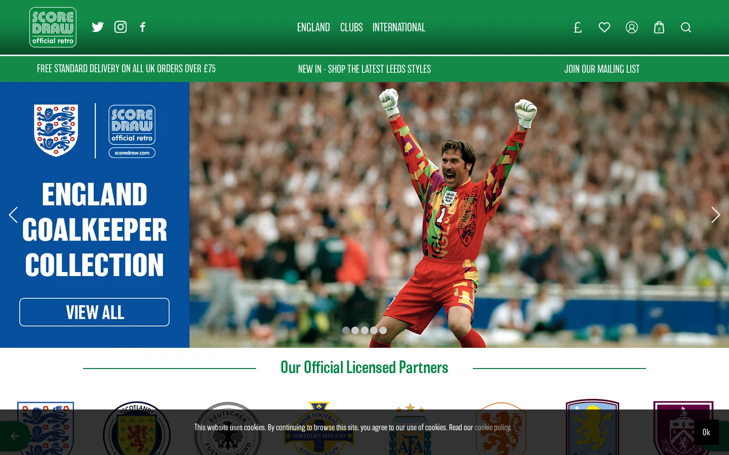 Score Draw Official Retro Football Shirts Homepage screenshot