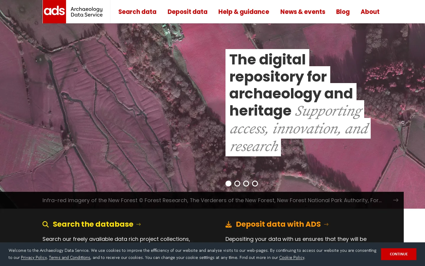 Archaeology Data Service Homepage screenshot