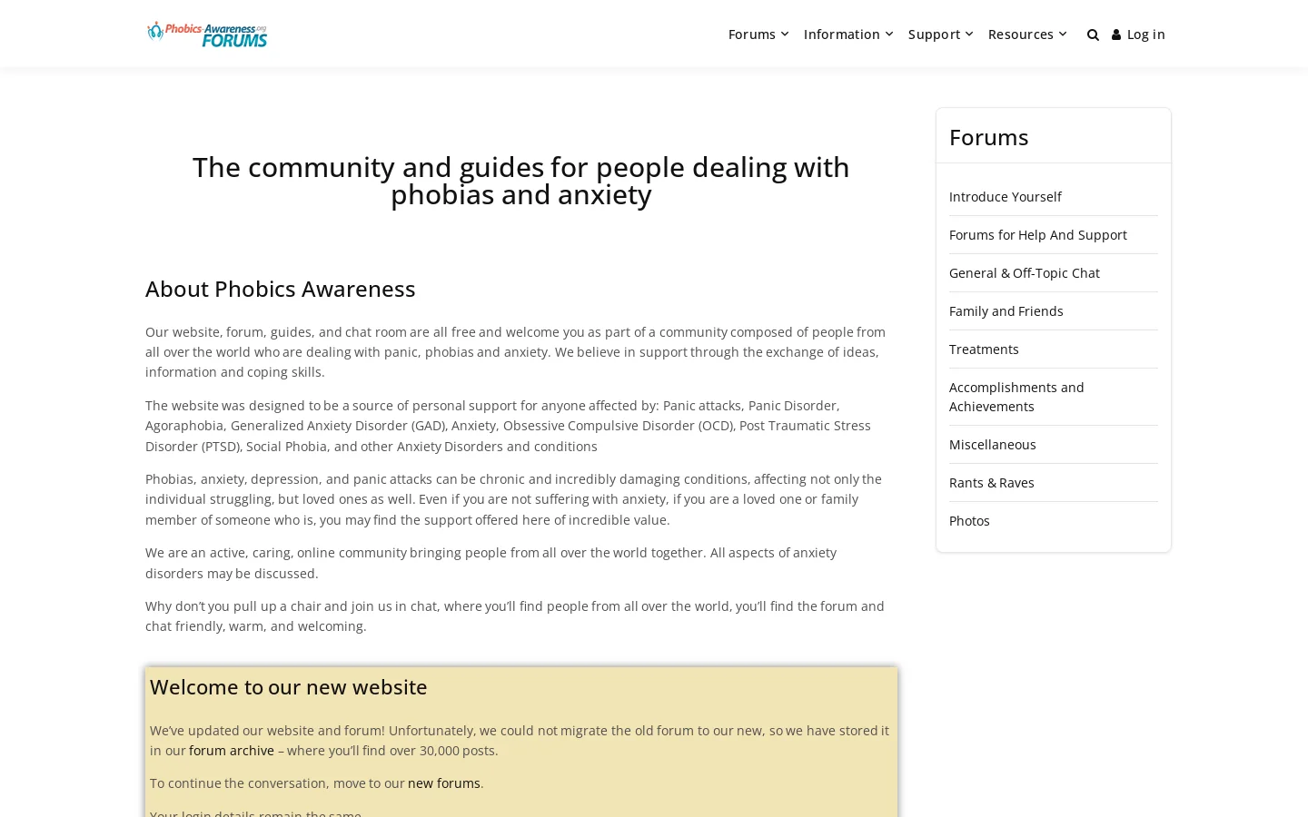 Phobics Awareness Homepage screenshot
