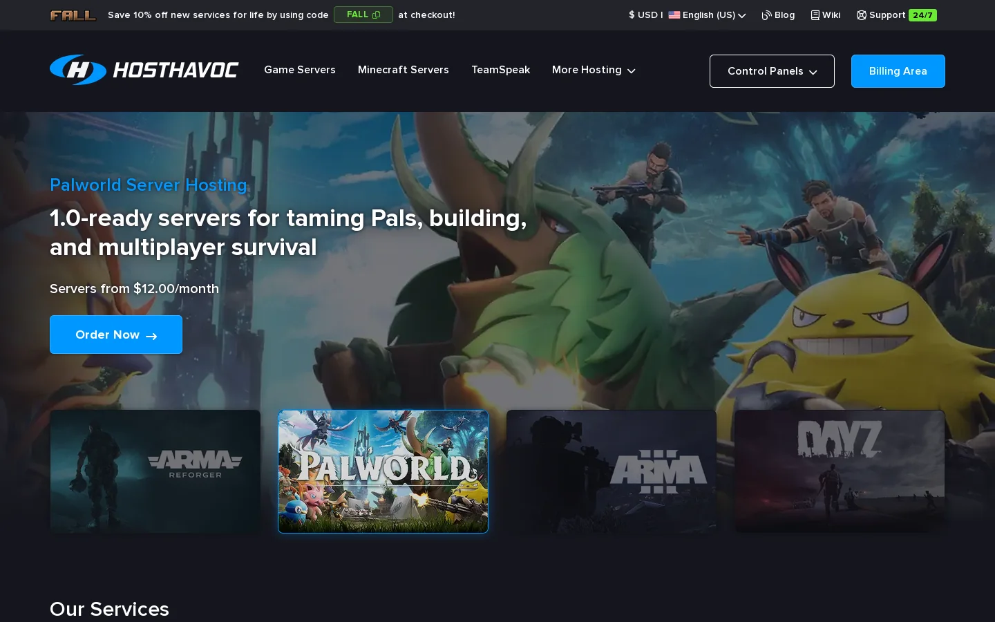Host Havoc Homepage screenshot