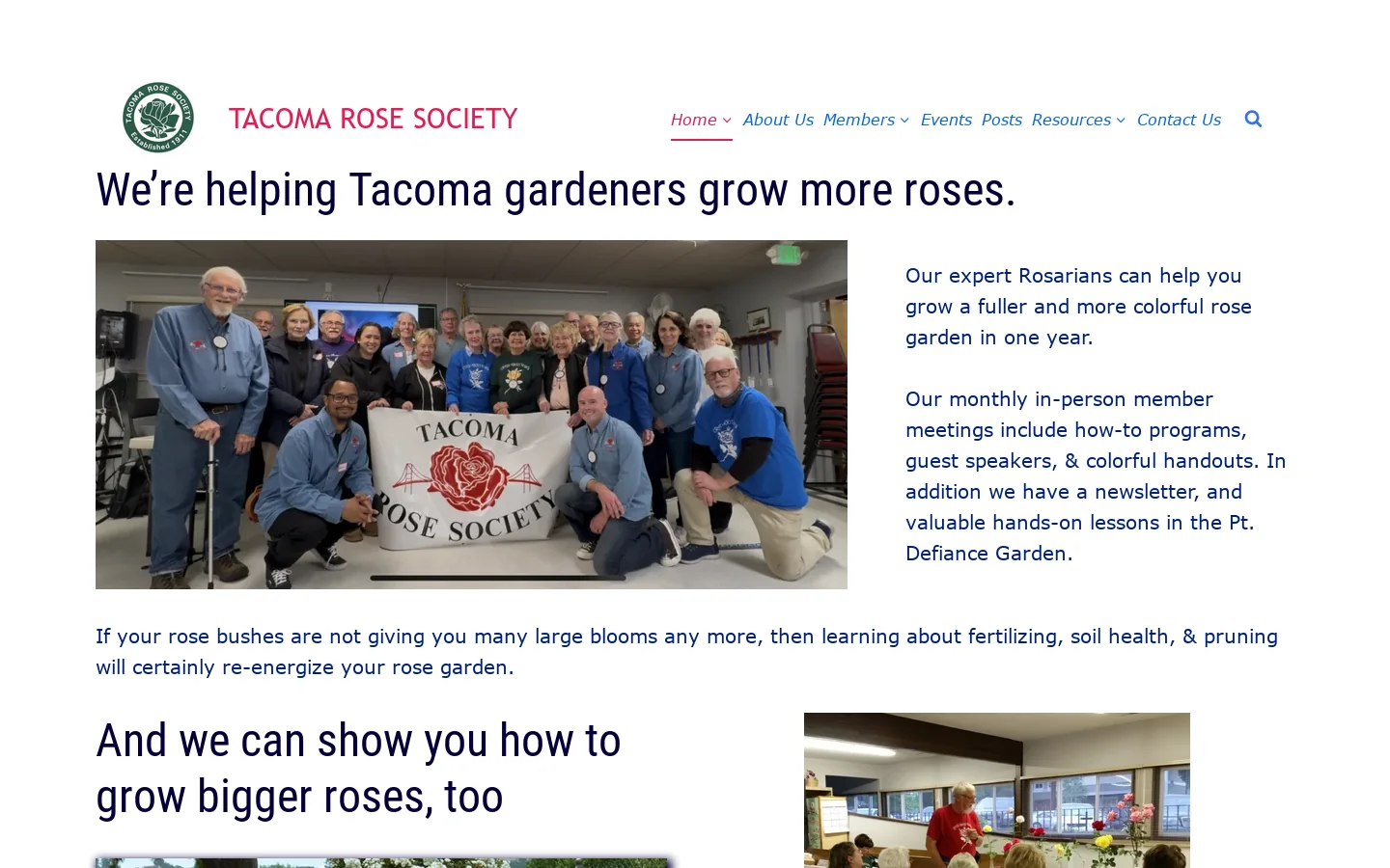 Tacoma Rose Society Homepage screenshot