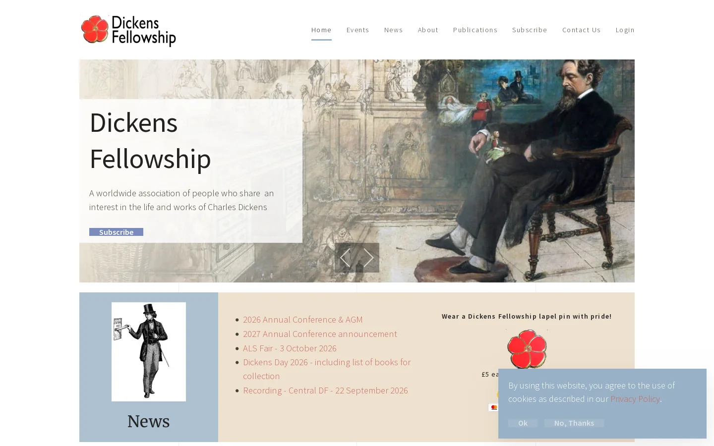 The Dickens Fellowship Homepage screenshot
