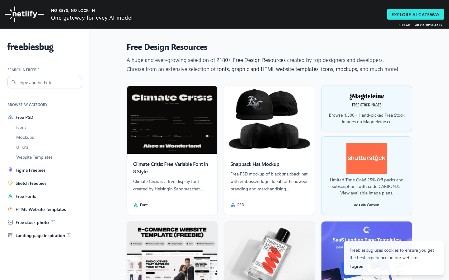 Freebiesbug Homepage screenshot