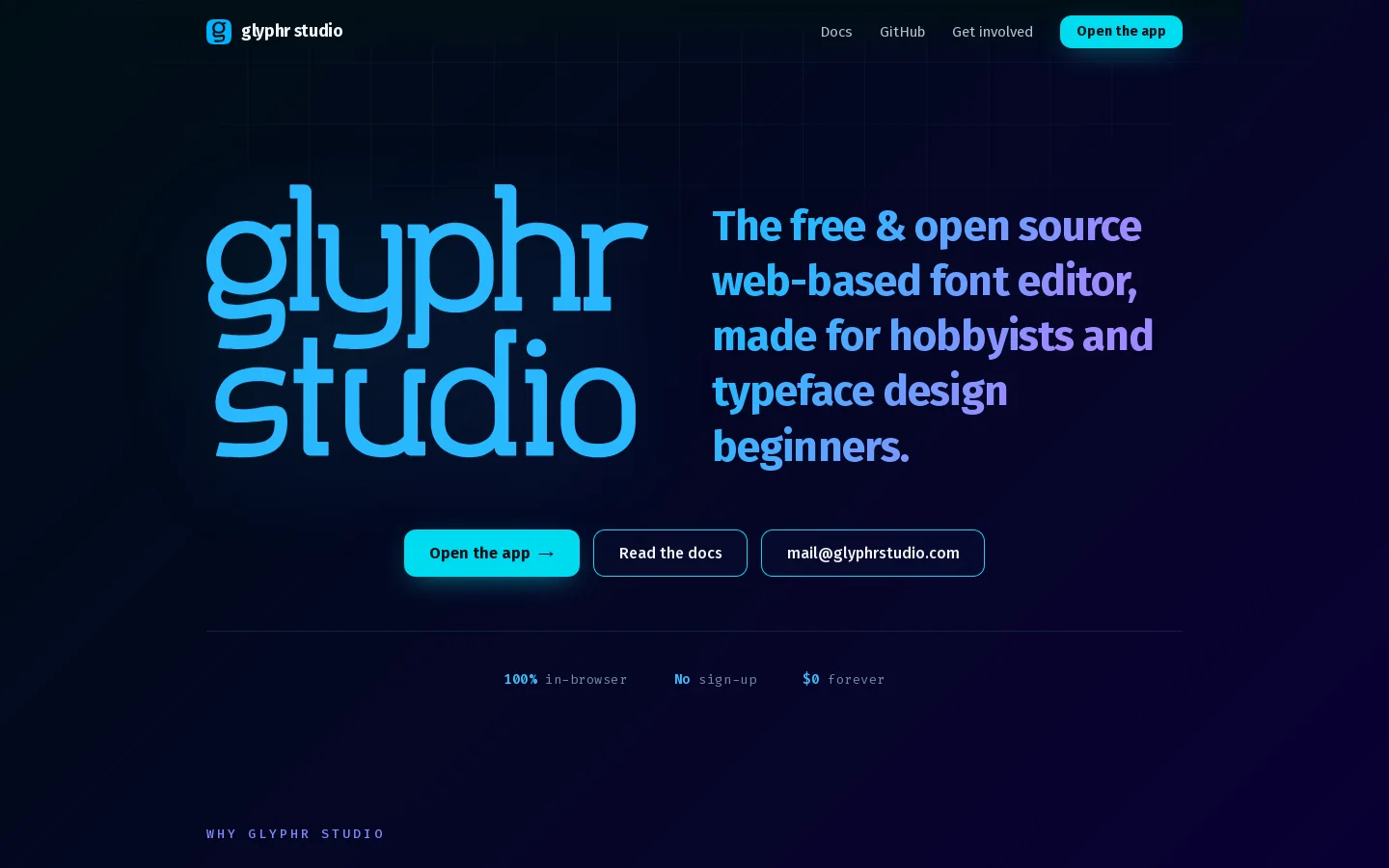 Glyphr Studio Homepage screenshot