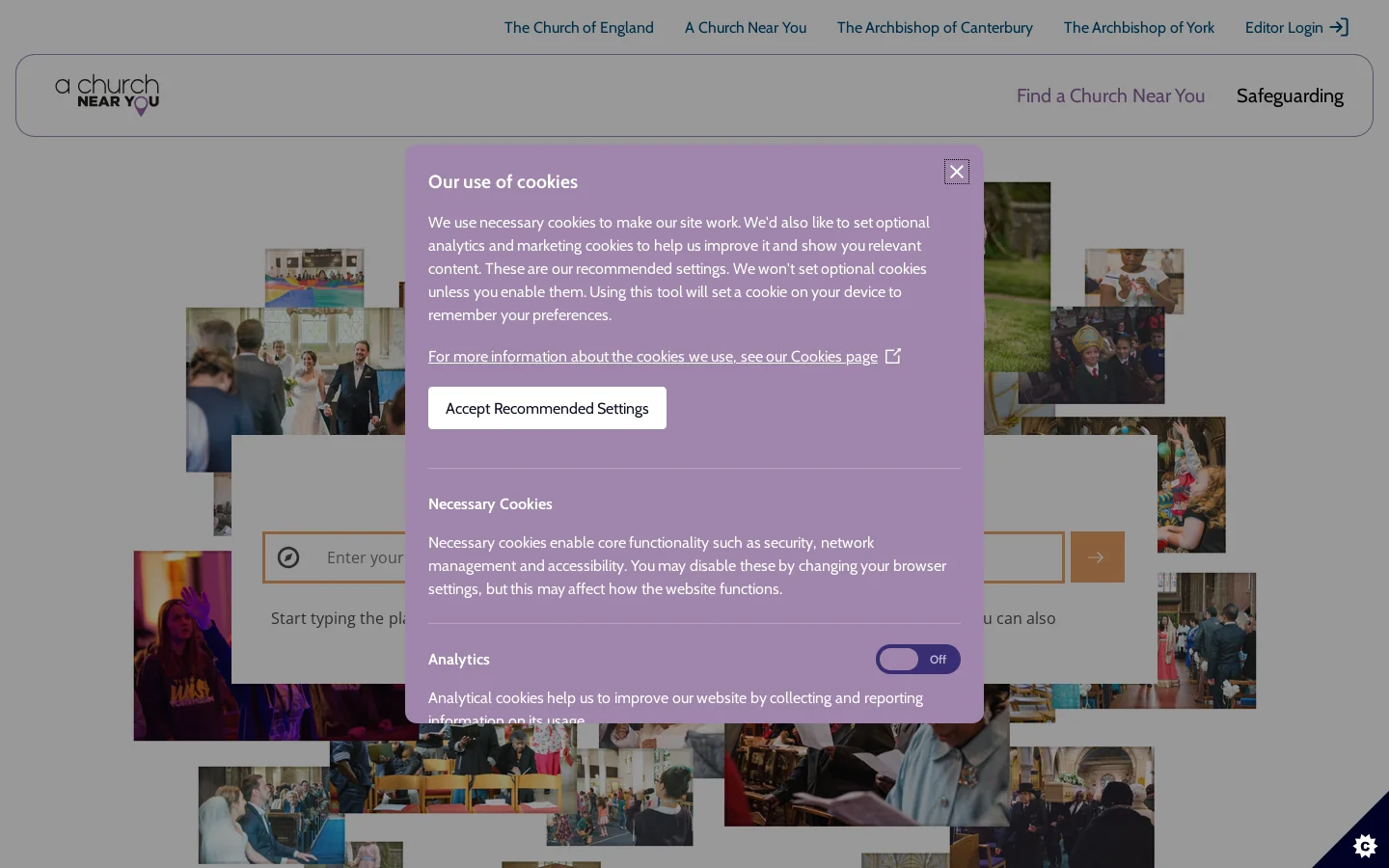 A Church Near You Homepage screenshot