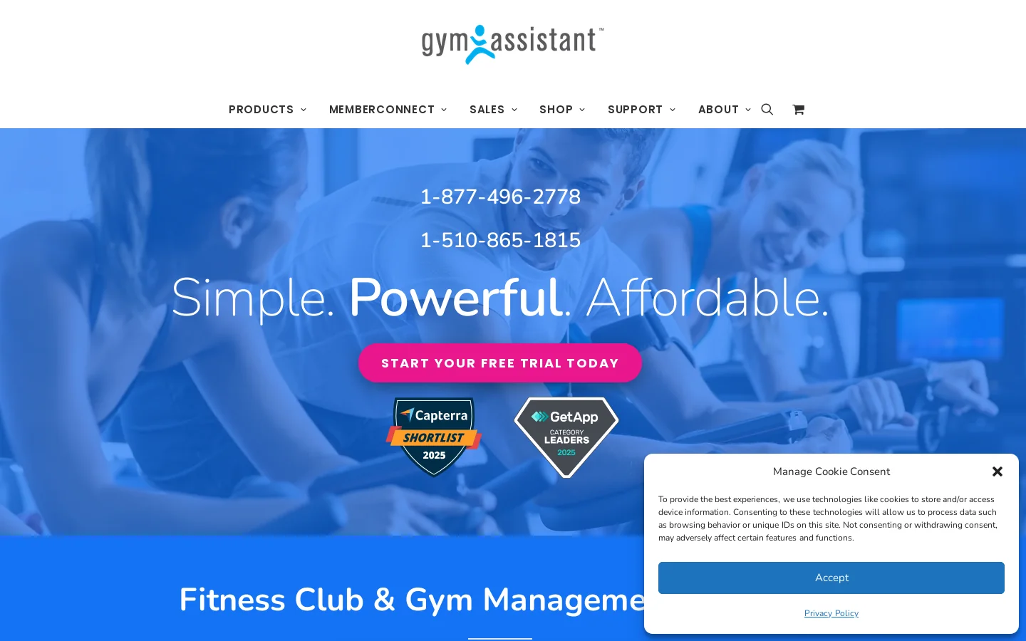 Gym Management Software with No Monthly Fees Homepage screenshot