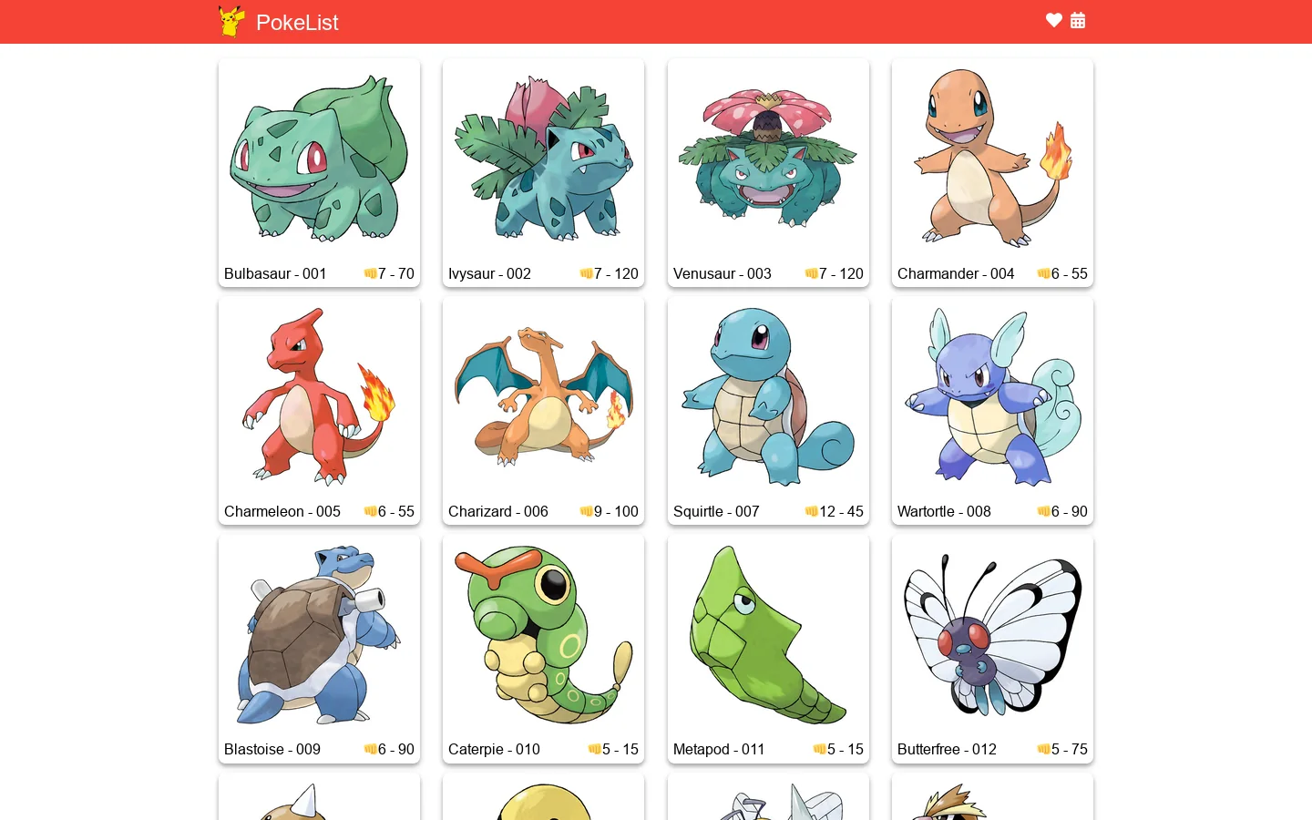 PokeList - Pokemons Catalog | PokeList Homepage screenshot