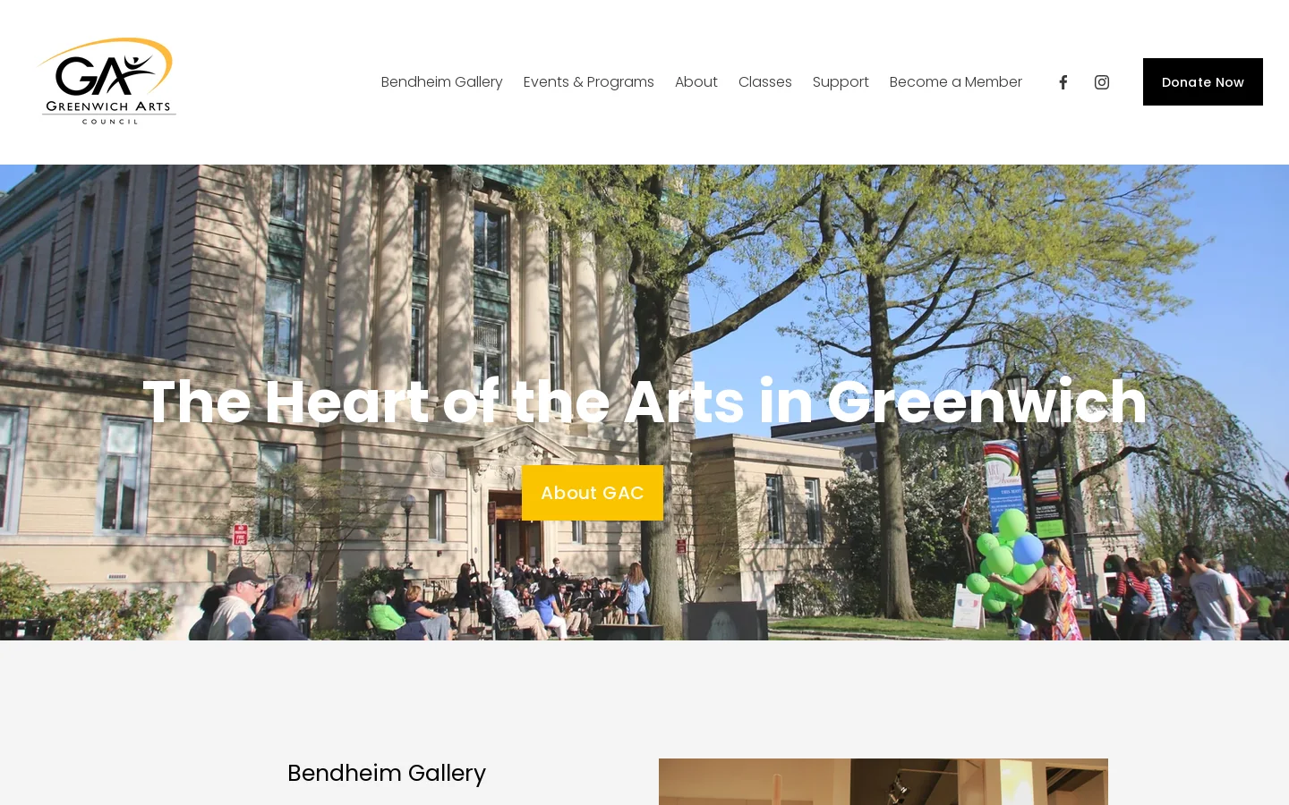 The Greenwich Arts Council Homepage screenshot