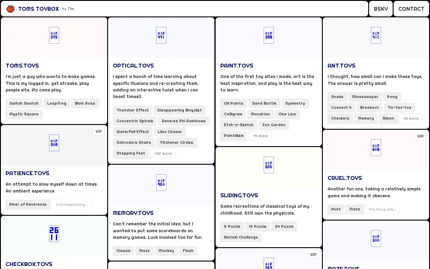 Toms Toybox Homepage screenshot
