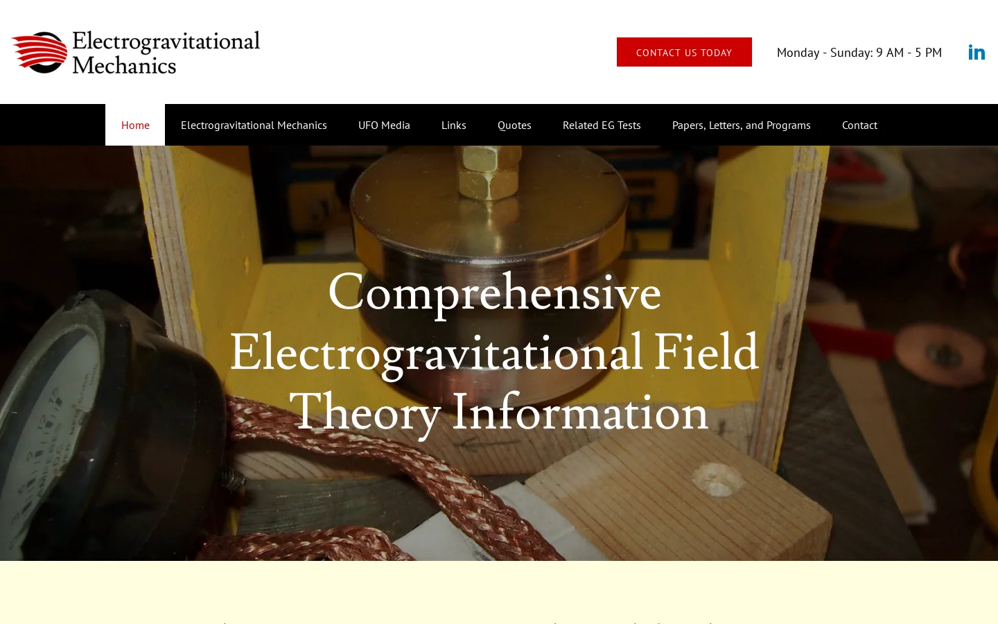 Electrogravitational Field Theory | Electrogravitational Mechanics Homepage screenshot
