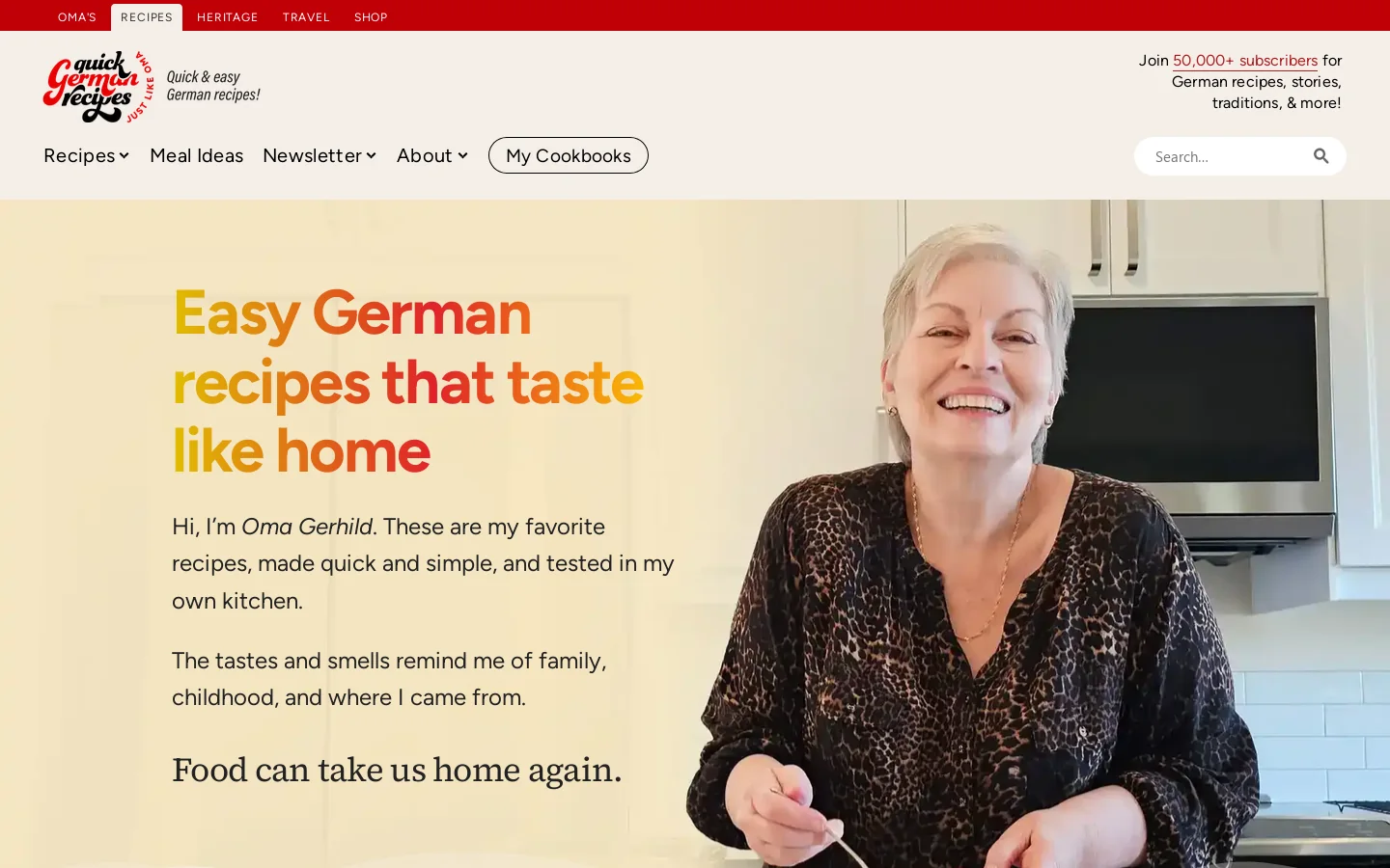 German Food Made Simple | Just Like Oma's Easy German Recipes Homepage screenshot