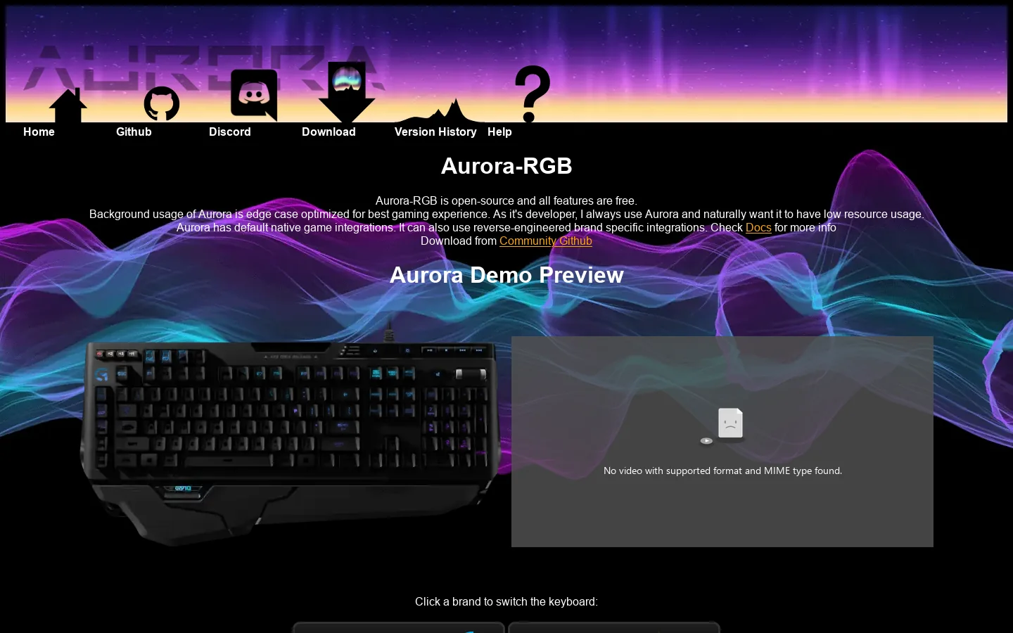Aurora-RGB | Powerful Open-Source Keyboard RGB Led Control Software Homepage screenshot