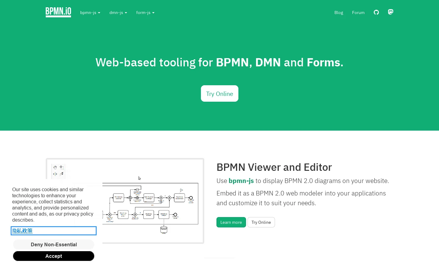 bpmn.io Homepage screenshot