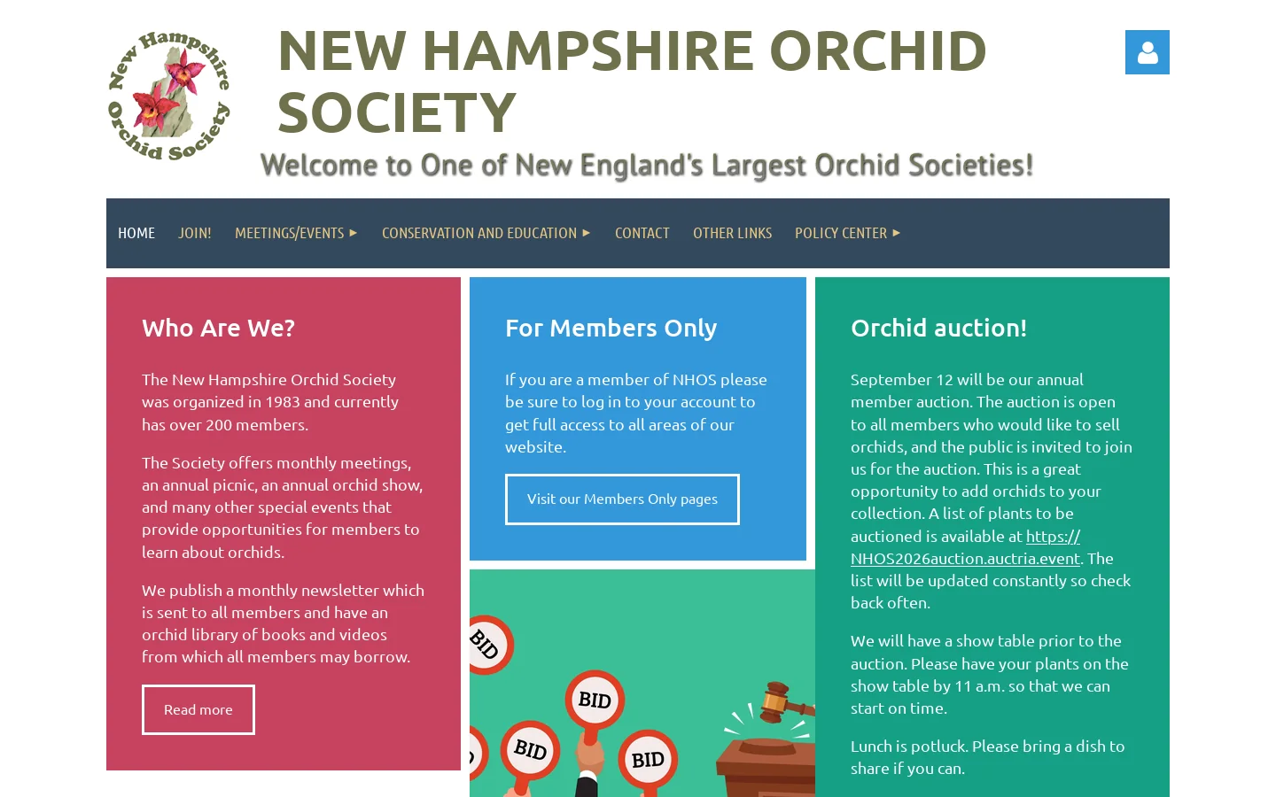 New Hampshire Orchid Society - Home Homepage screenshot