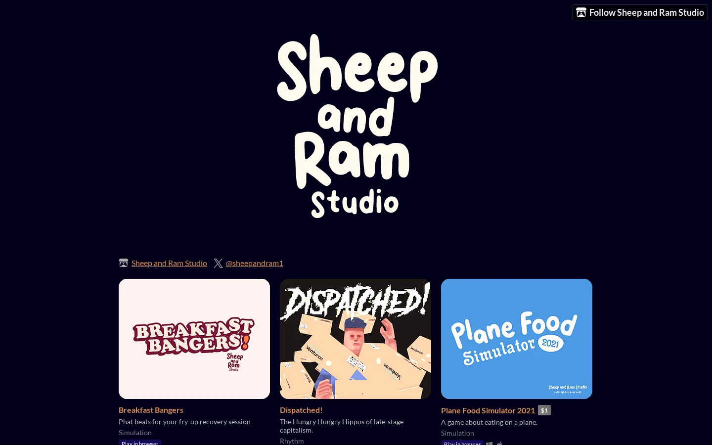 Sheep and Ram Studio Homepage screenshot