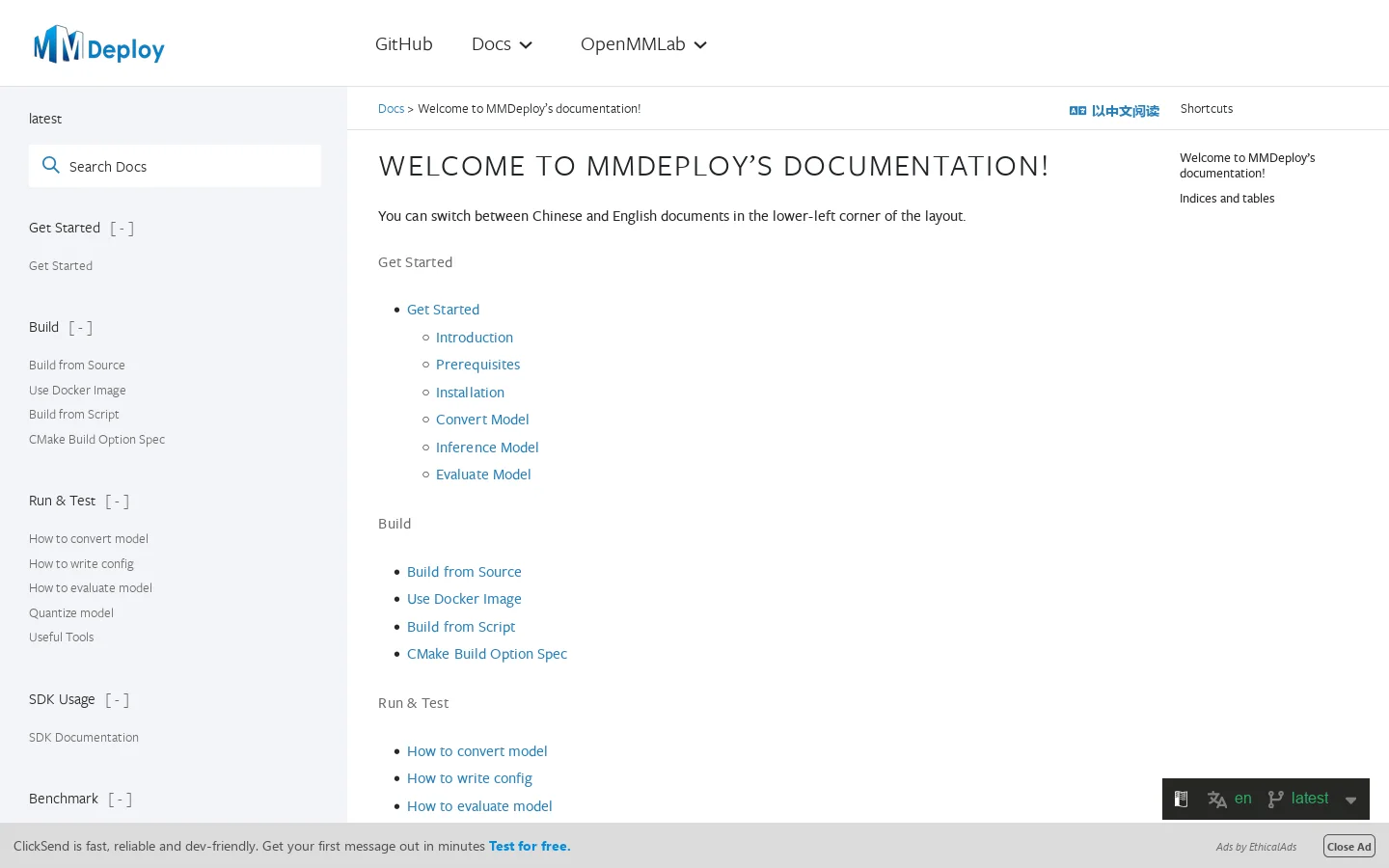 mmdeploy 1.3.1 documentation Homepage screenshot