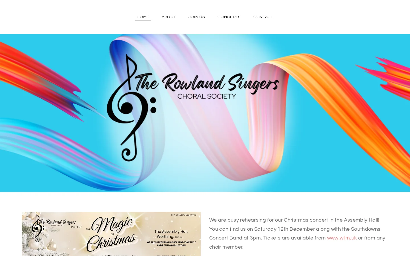 The Rowland Singers Choral Society Worthing Homepage screenshot