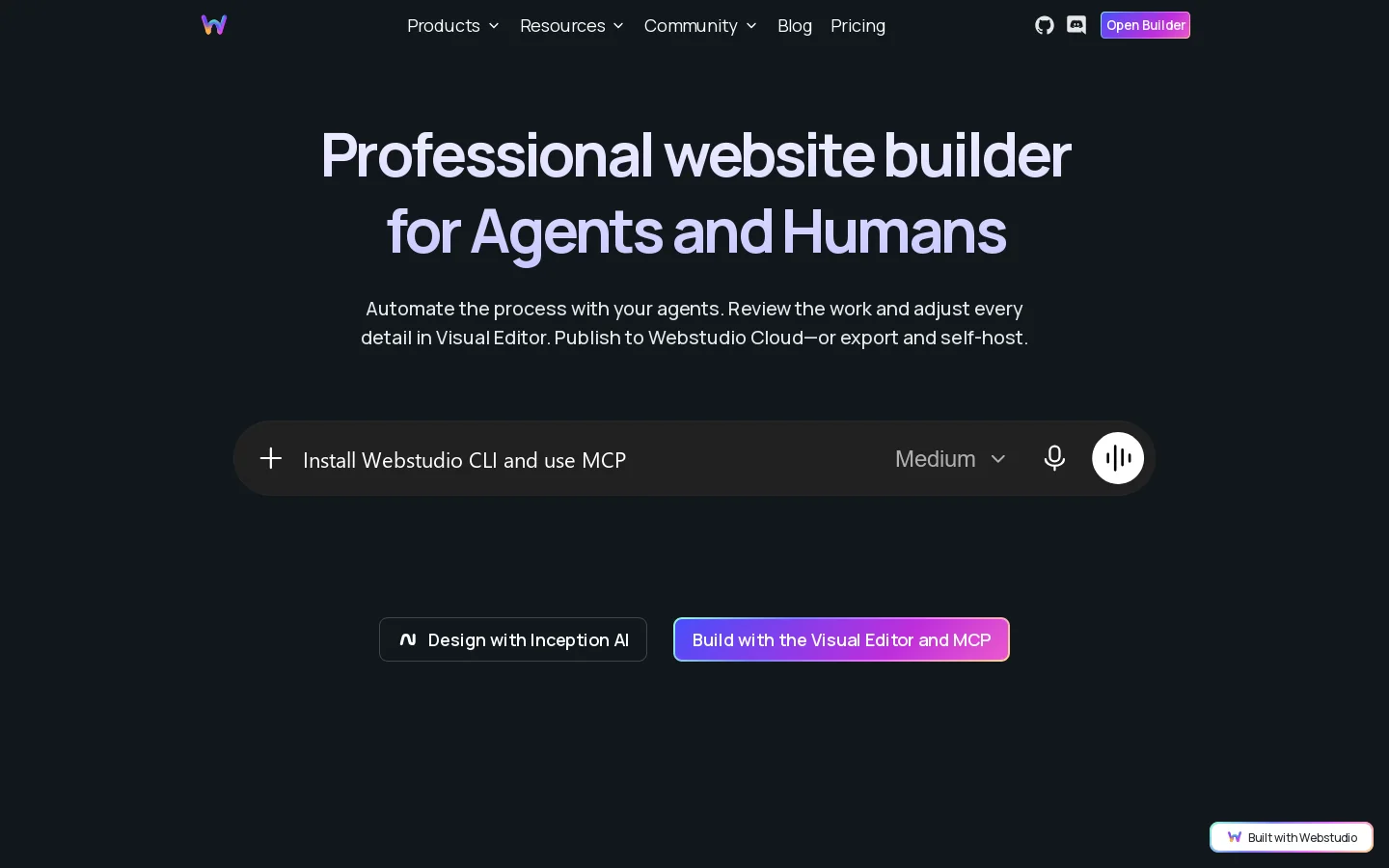 Webstudio Homepage screenshot